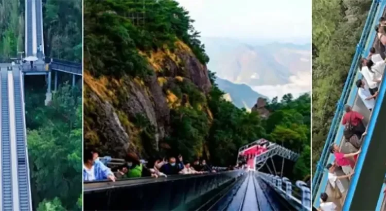 Instalaron escaleras mecánicas en una montaña