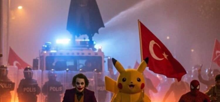 Hasta Batman y Pikachu protestan contra Erdogan